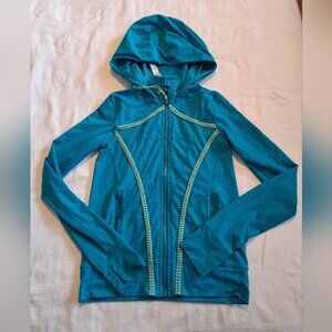 Ivivva girls size 10 zip up hoodie, bright blue, GUC